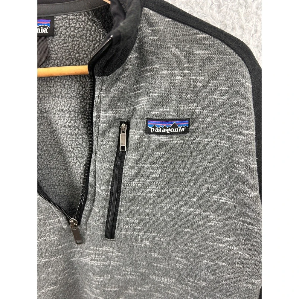 Patagonia Better Sweater Mens Medium Gray Black 1/4 Zip Fleece‎ Pullover Jacket